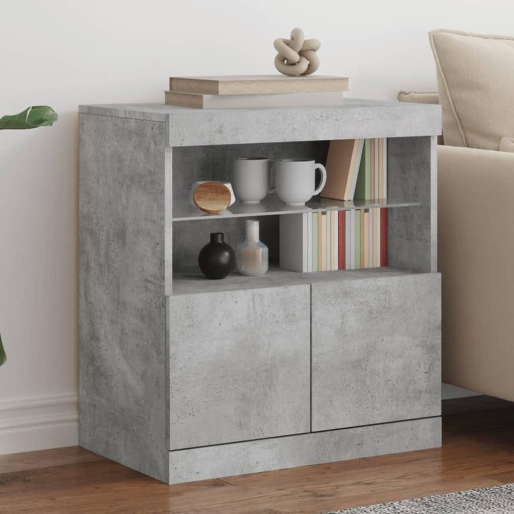 vidaXL Sideboard mit LED-Leuchten Betongrau 60x37x67 cm Bild 1