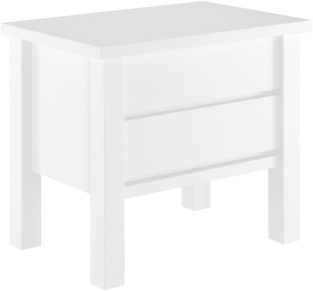 Nachtkonsole Buche weiß lackiert Massivholz Nachttisch mit zwei Schubladen 90. 20-K41W Bild 1