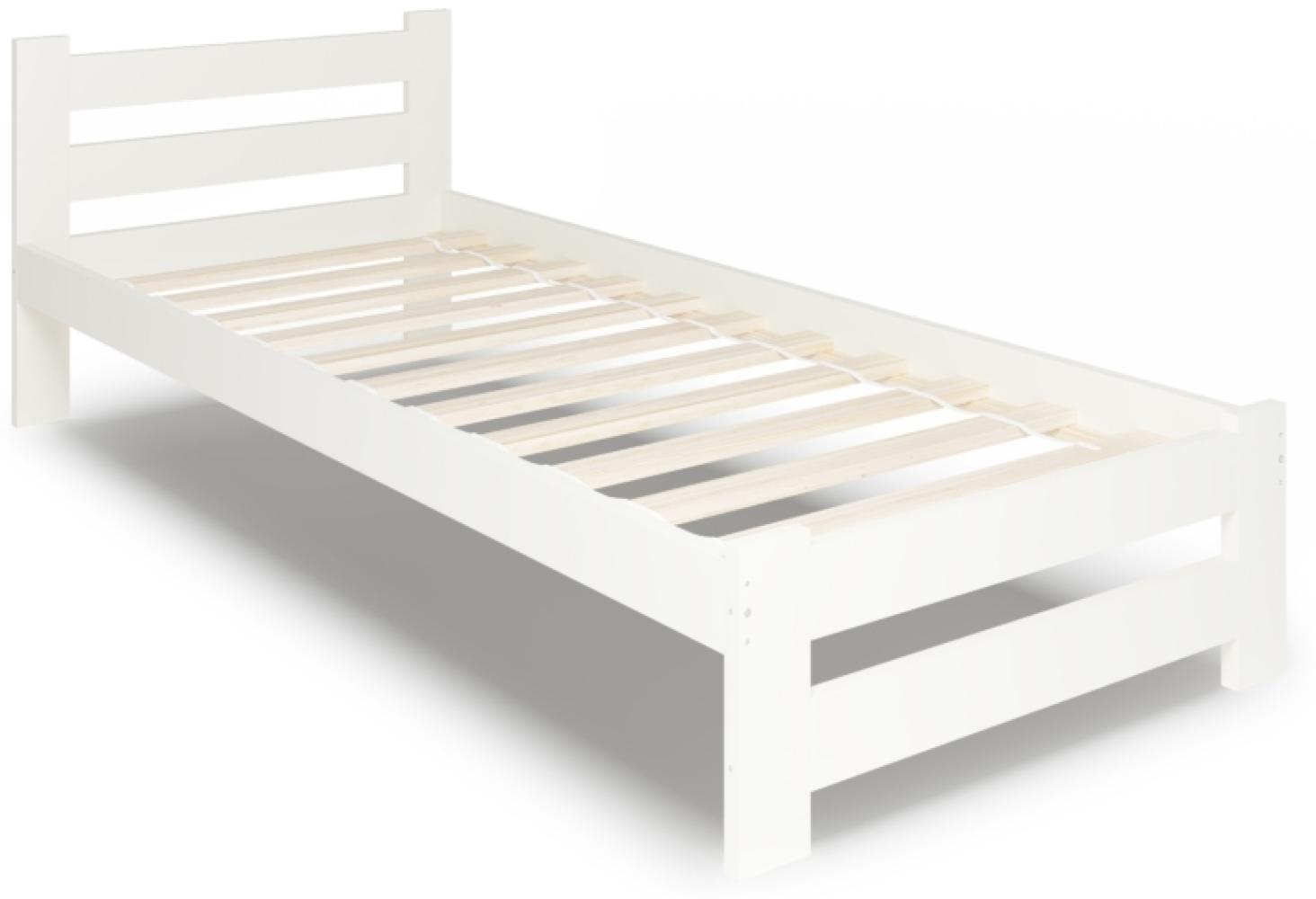 Bett aus Massivholz HEUREKA, 90x200, weiß Bild 1