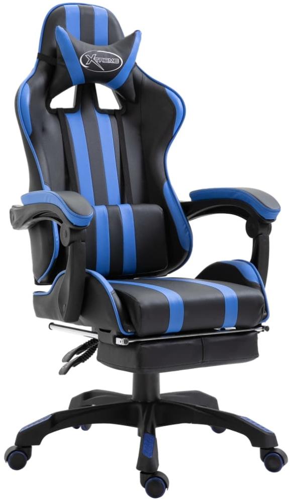 vidaXL Gaming-Stuhl mit Fußstütze Blau Kunstleder [20216] Bild 1