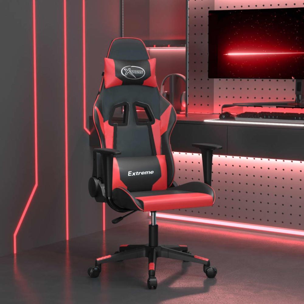 vidaXL Gaming-Stuhl mit Massagefunktion Schwarz und Rot Kunstleder Bild 1