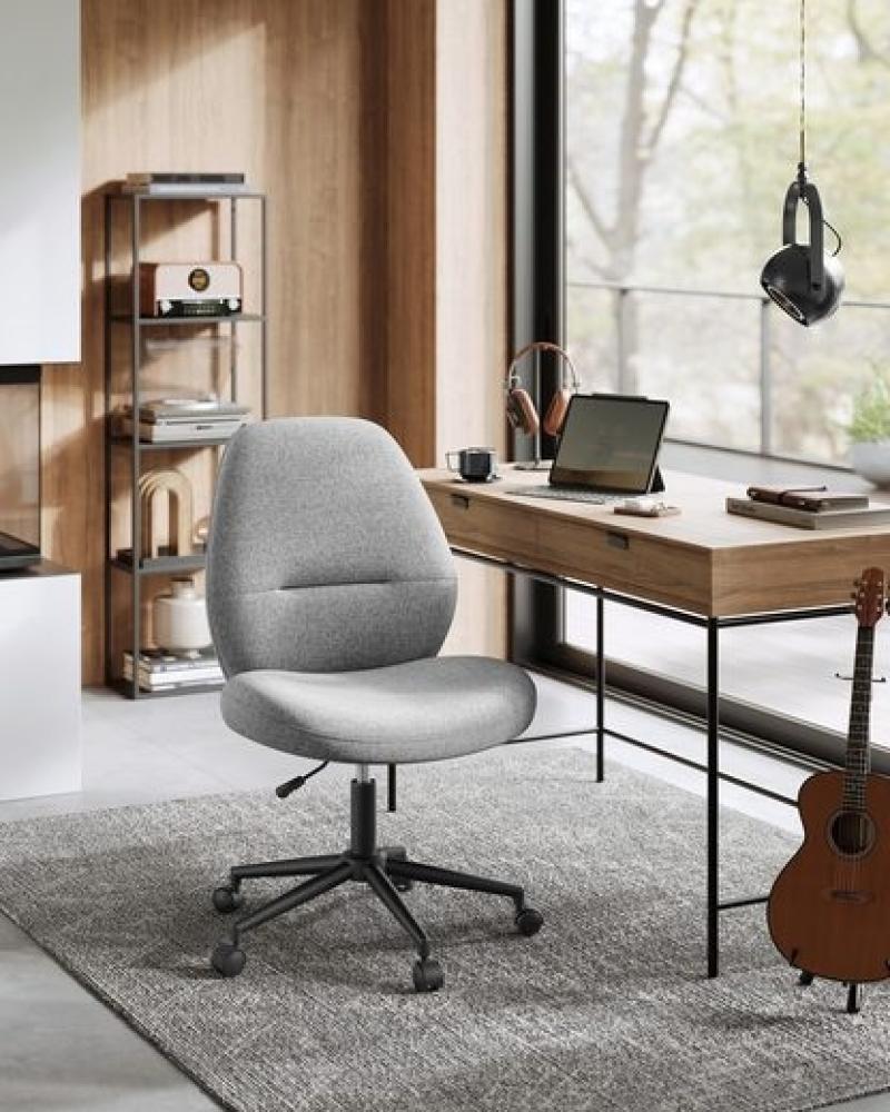 SONGMICS HOME Schreibtischstuhl, Schminkstuhl, Bürostuhl, Drehstuhl, breite Sitzfläche, modern, mit Fußkreuz, höhenverstellbar, Wippfunktion, für Büro, Homeoffice, taubengrau OBGDE044G01 Bild 1