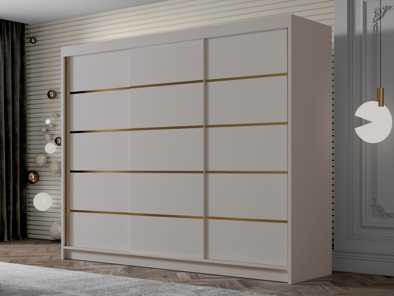 Kleiderschrank mit Goldverzierung Aramao VII mit drei Schwebetüren (Farbe: Cashmere) Bild 1