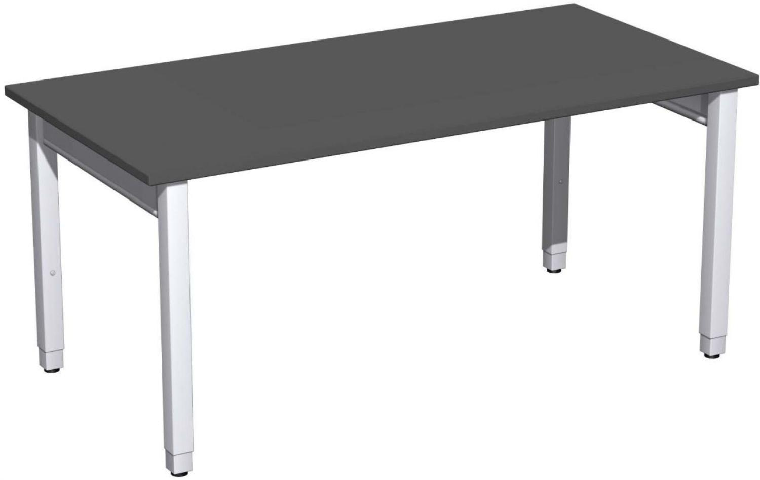 Schreibtisch '4 Fuß Pro Quadrat' höhenverstellbar, 160x80x68-86cm, Graphit / Silber Bild 1