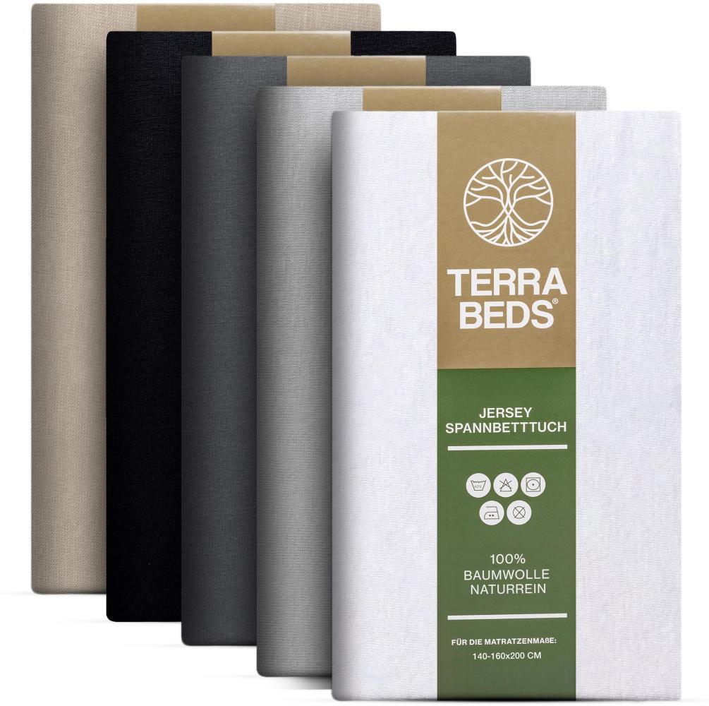 Terra Beds Premium Spannbettlaken - Bettlaken 140x200cm - 160x200cm 160g/m2-100% Hochwertiges Oeko-TEX Baumwoll Jersey Bettlaken – Erhältlich in 10 Farben Bild 1