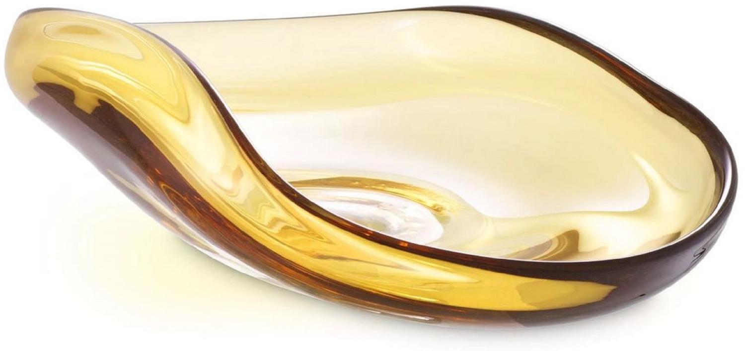Casa Padrino Luxus Glasschale Gelb 42 x 28 x H. 12,5 cm - Mundgeblasene Deko Glas Obstschale - Glas Deko Accessoirs - Luxus Kollektion Bild 1