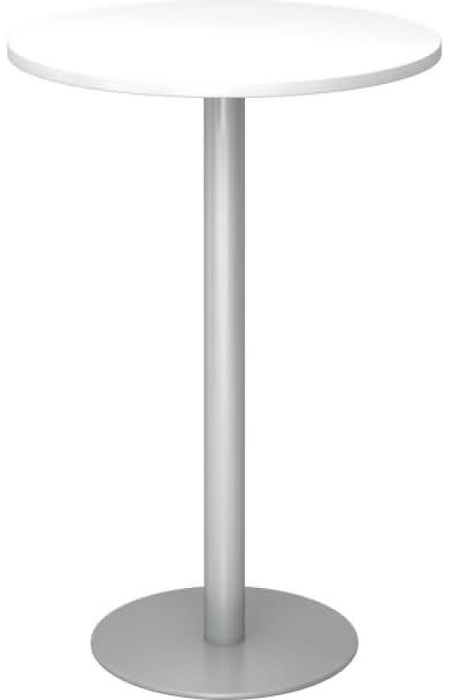 Stehtisch STH08 rund, 80cm, Weiß / Silber Bild 1