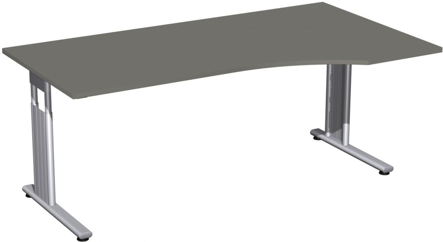PC-Schreibtisch rechts, höhenverstellbar, 180x100cm, Graphit / Silber Bild 1