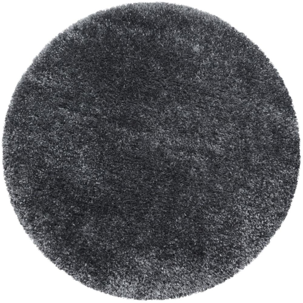 Hochflor Teppich Baquoa rund - 80 cm Durchmesser - Grau Bild 1