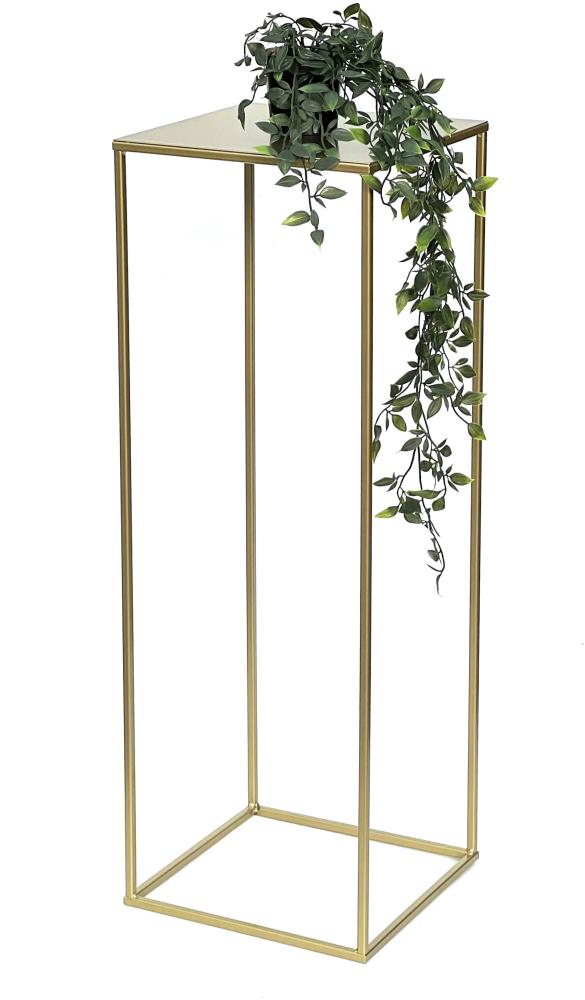 DanDiBo Blumenhocker Metall Gold Eckig L 82 cm Blumenständer Beistelltisch 96406 Blumensäule Modern Pflanzenständer Pflanzenhocker Bild 1