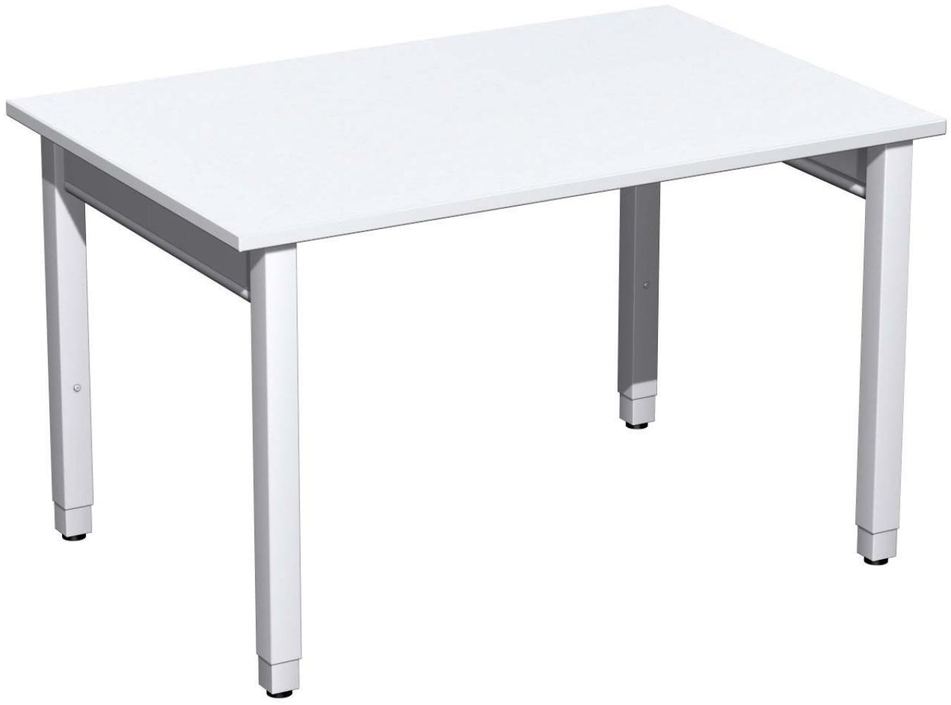 Schreibtisch '4 Fuß Pro Quadrat' höhenverstellbar, 120x80x68-86cm, Weiß / Silber Bild 1