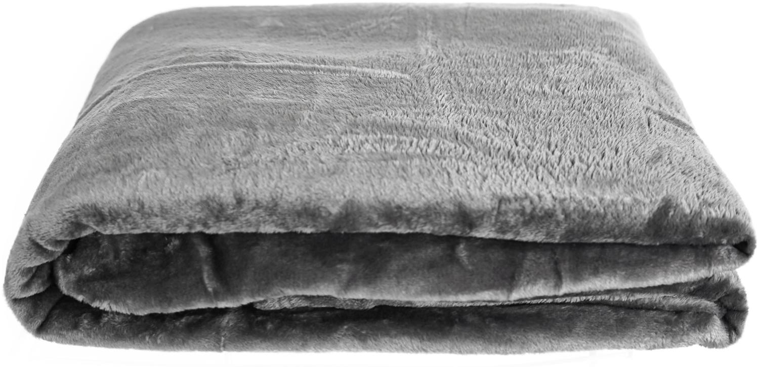 Kuschelige Decke 150x200 cm Fleecedecke Wohndecke aus Polyester Tagesdecke Anthrazit Bild 1