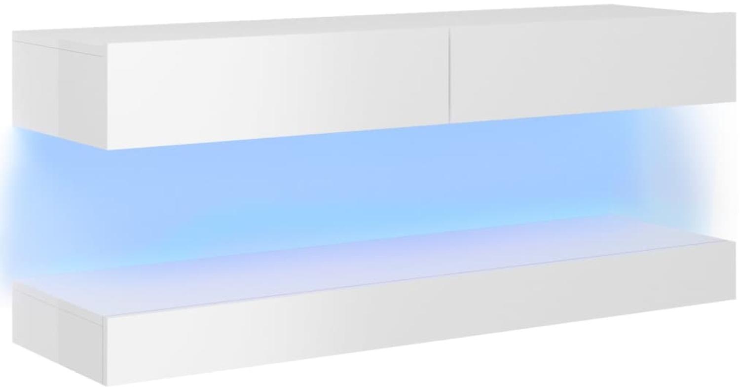 vidaXL TV-Schrank mit LED-Leuchten Hochglanz-Weiß 120x35 cm Bild 1