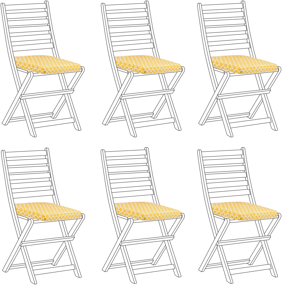 Sitzkissen für Stuhl TOLVE 6er Set gelb weiß geometrisches Muster 31 x 39 x 5 cm Bild 1