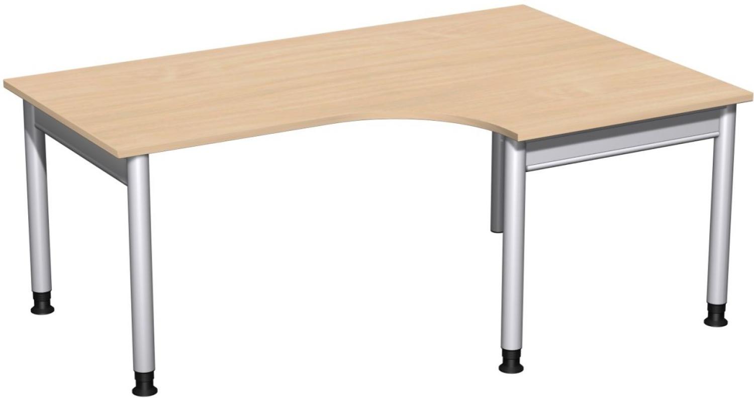 PC-Schreibtisch '4 Fuß Pro' rechts, höhenverstellbar, 180x120cm, Buche / Silber Bild 1