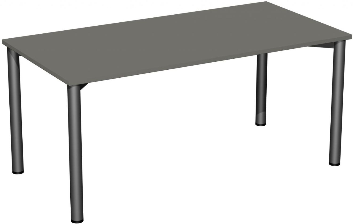 Schreibtisch '4 Fuß Flex', feste Höhe 160x80cm, Graphit / Anthrazit Bild 1