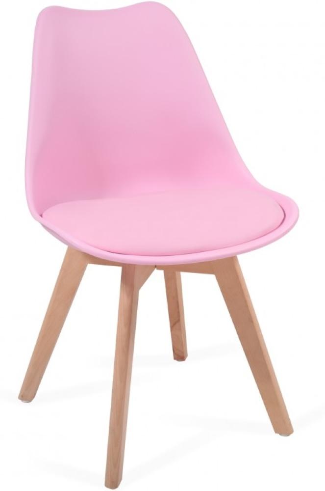 MIADOMODO® 8er-Set Esszimmerstühle mit Sitzkissen, Kunststoff & Massivholz rosa Bild 1