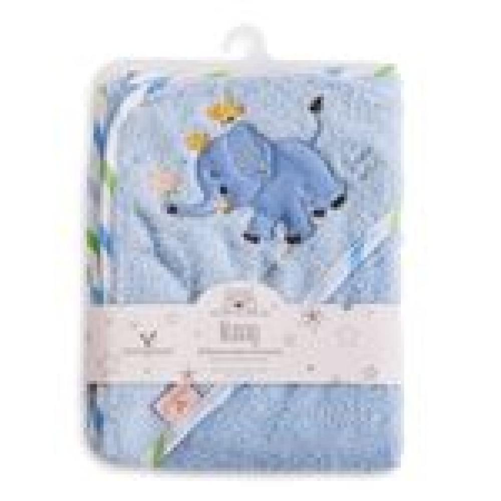 Cangaroo Baby-Kapuzenhandtuch Manny 76 x 76 cm Babyhandtuch Tiermotiv Baumwolle blau Bild 1