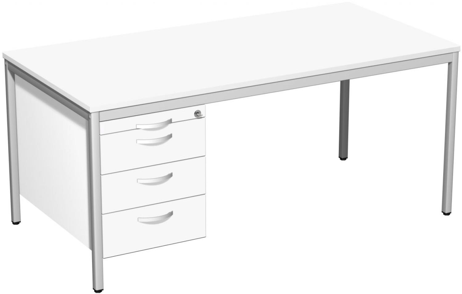 Geramöbel Schreibtisch Weiß 160x80cm 1 Hängecontainer Bild 1