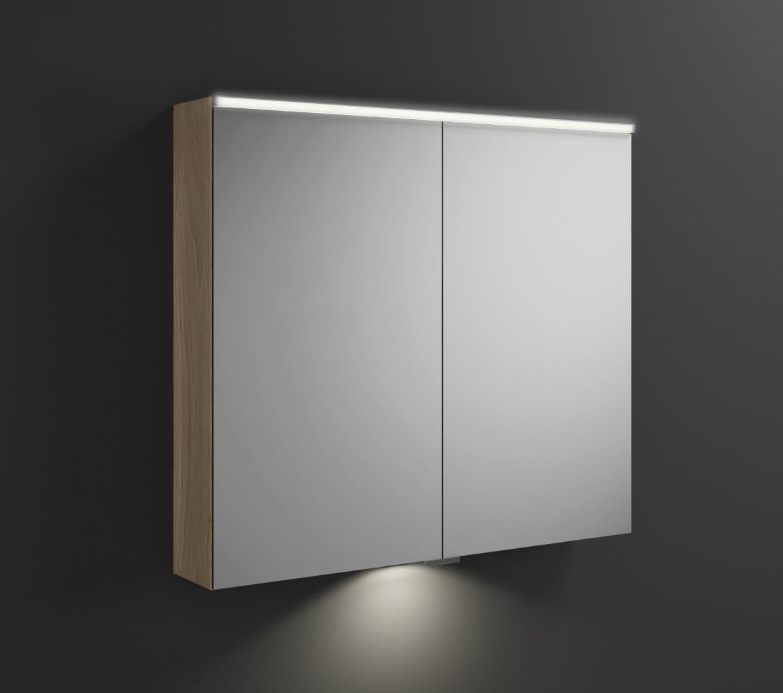 Burgbad Eqio Spiegelschrank mit horizontaler LED-Beleuchtung und Waschtischbeleuchtung, 2 Türen, 900x800mm, SPGT090, Korpus: Eiche Dekor Cashmere - SPGT090F3180 Bild 1