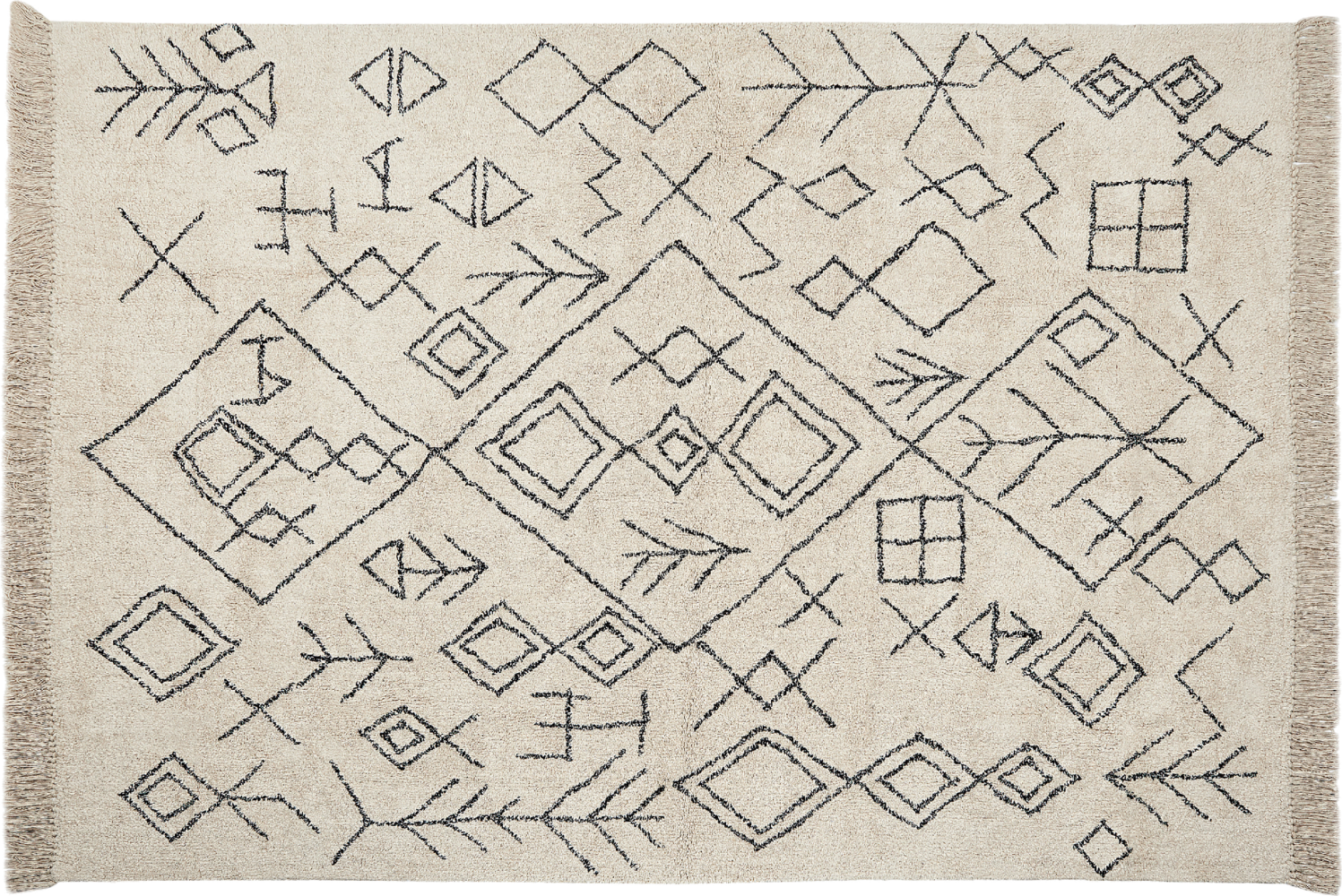 Teppich Baumwolle beige schwarz 160 x 230 cm geometrisches Muster Kurzflor SOMEK Bild 1