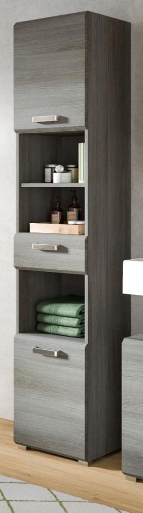 Badezimmer Hochschrank Grigio in Rauchsilber grau 40 x 185 cm Bild 1