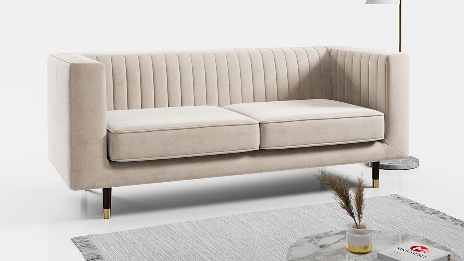 Sofa - Moderne Polstersofa - Skandinavische Deko - ELMO - 3 Sitzer - Beige Mikrofaser Bild 1