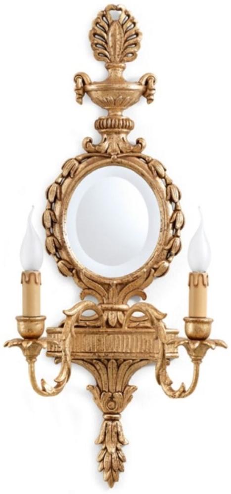 Casa Padrino Luxus Barock Doppel Wandleuchte mit Spiegel Antik Gold 35 x 17 x H. 78 cm - Prunkvolle Wandlampe im Barockstil - Barock Leuchten - Luxus Qualität - Made in Italy Bild 1