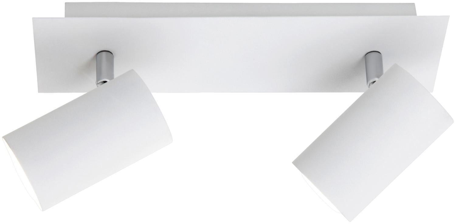 Zeitloser LED Deckenstrahler aus weißem Metall mit 2 schwenkbaren Spots Bild 1
