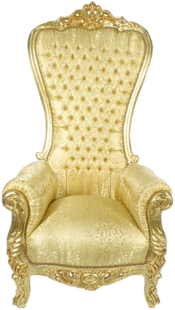 Casa Padrino Barock Thron Sessel Majestic Gold Muster / Gold - Riesensessel -Thron Stuhl Tron Bild 1