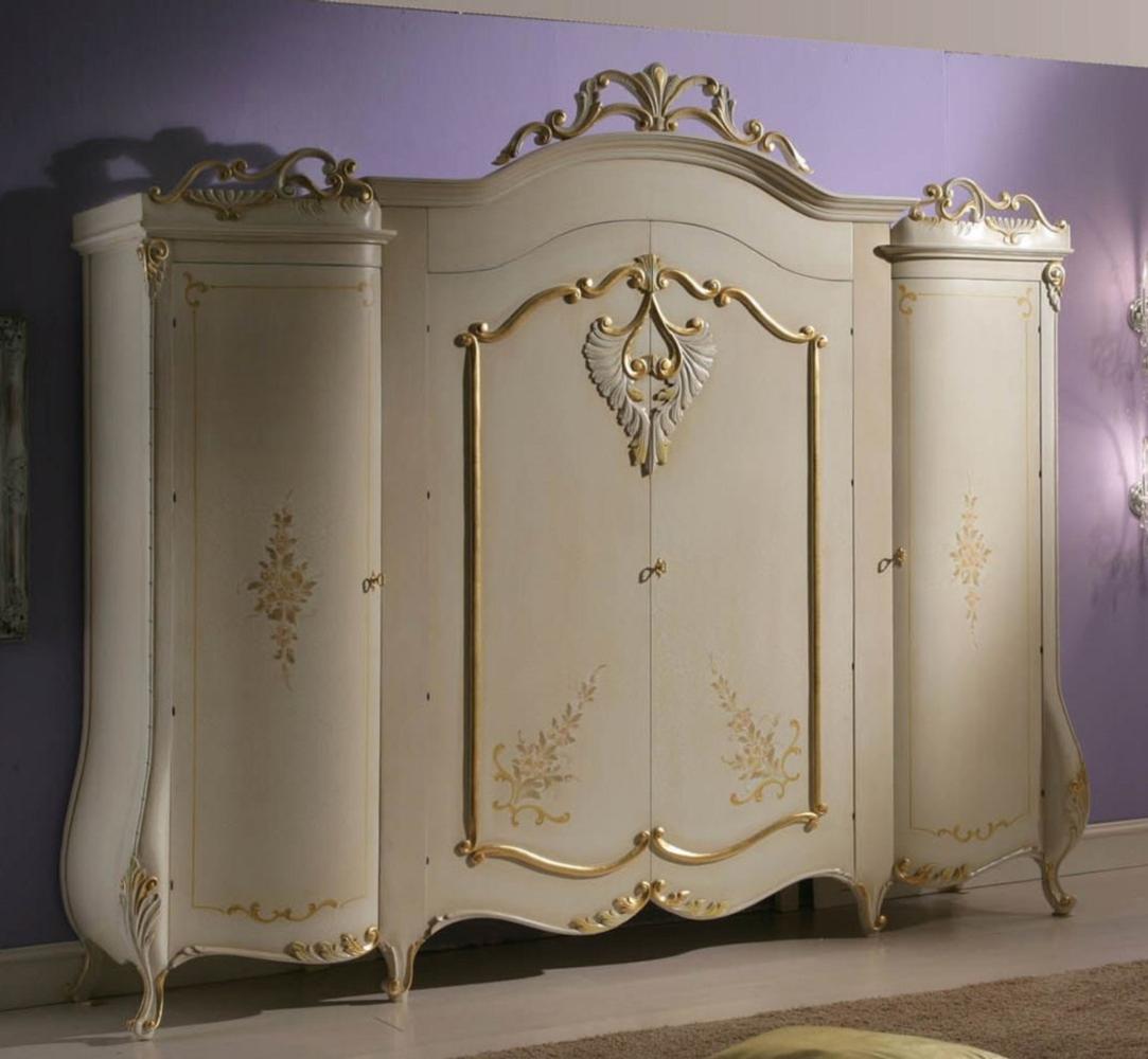 Casa Padrino Luxus Barock Schlafzimmerschrank Creme / Gold - Prunkvoller Kleiderschrank im Barockstil - Luxus Schlafzimmer Möbel im Barockstil - Edel & Prunkvoll - Luxus Qualität - Made in Italy Bild 1