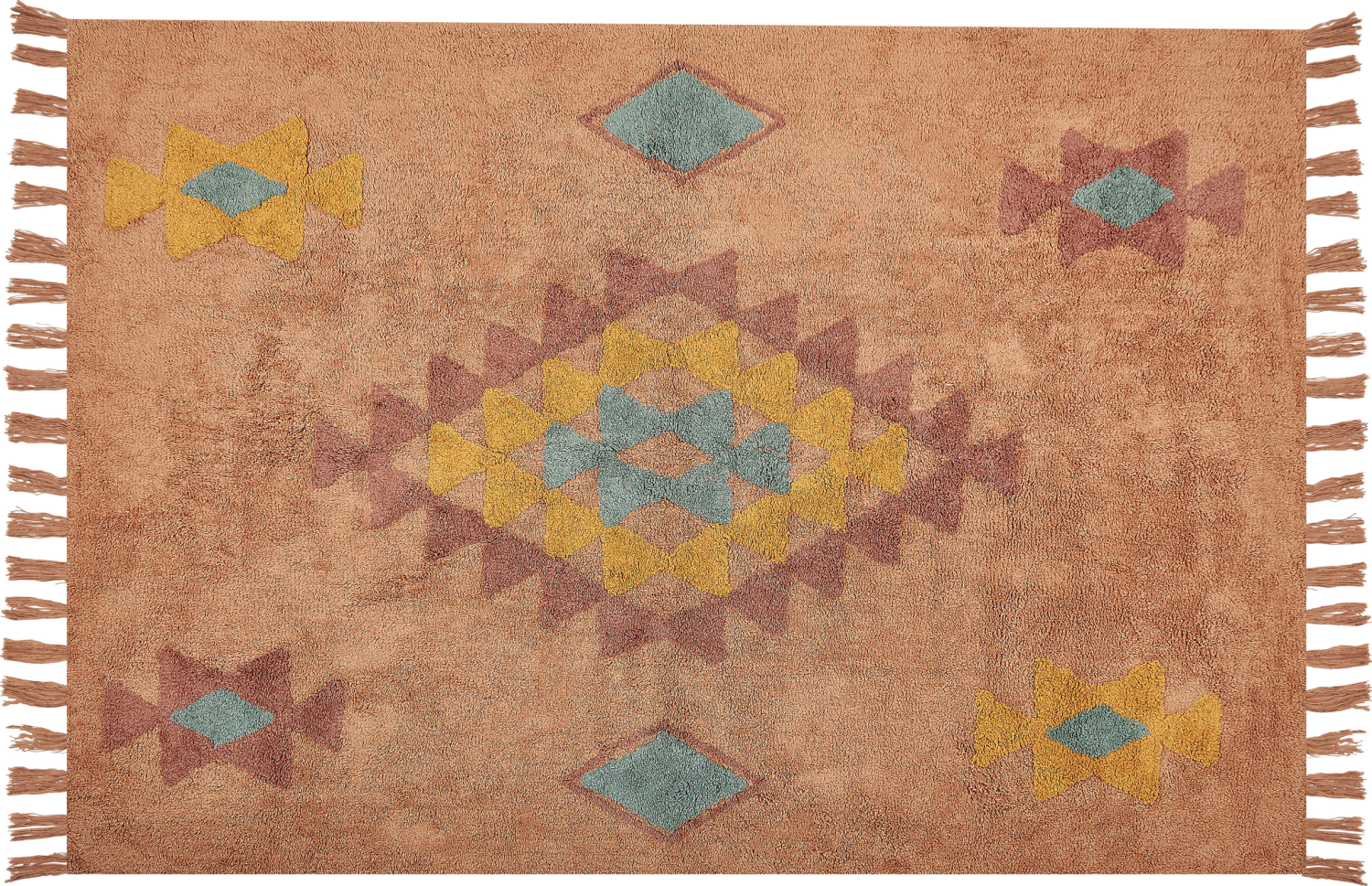 Teppich Baumwolle orange 140 x 200 cm geometrisches Muster IGDIR Bild 1