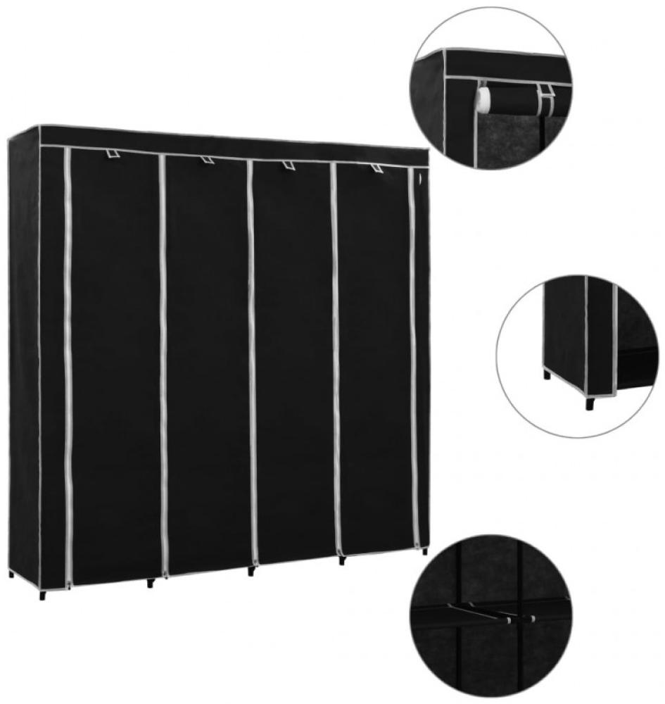 vidaXL Kleiderschrank mit 4 Fächern, schwarz, 175 x 45 x 170 cm Bild 1