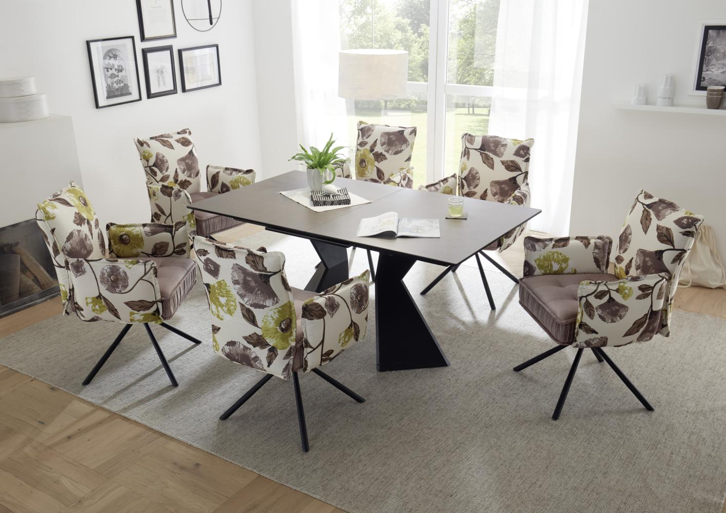 Essgruppe ROBINSON Tischgruppe 6 Stühle ausziehbar Keramik rechteckig braun 160 Bild 1