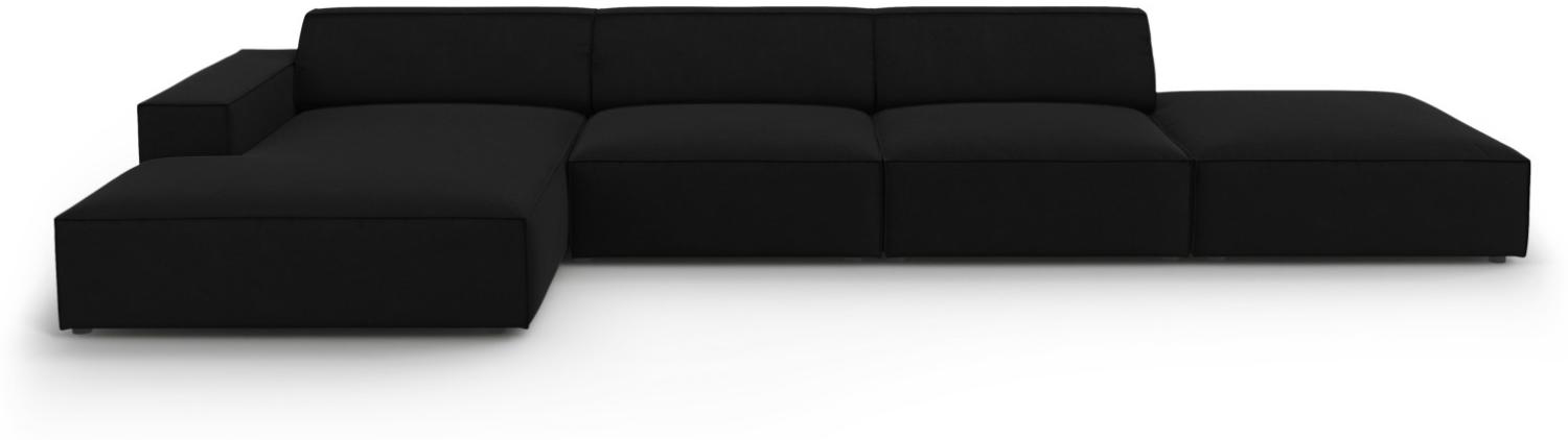 Micadoni 5-Sitzer Samtstoff Ecke links Sofa Jodie | Bezug Black | Beinfarbe Black Plastic Bild 1