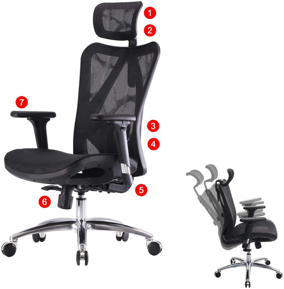 Bürostuhl HWC-J87, Schreibtischstuhl, ergonomisch verstellbare Armlehne 150kg belastbar ~ Bezug schwarz, Gestell schwarz Bild 1