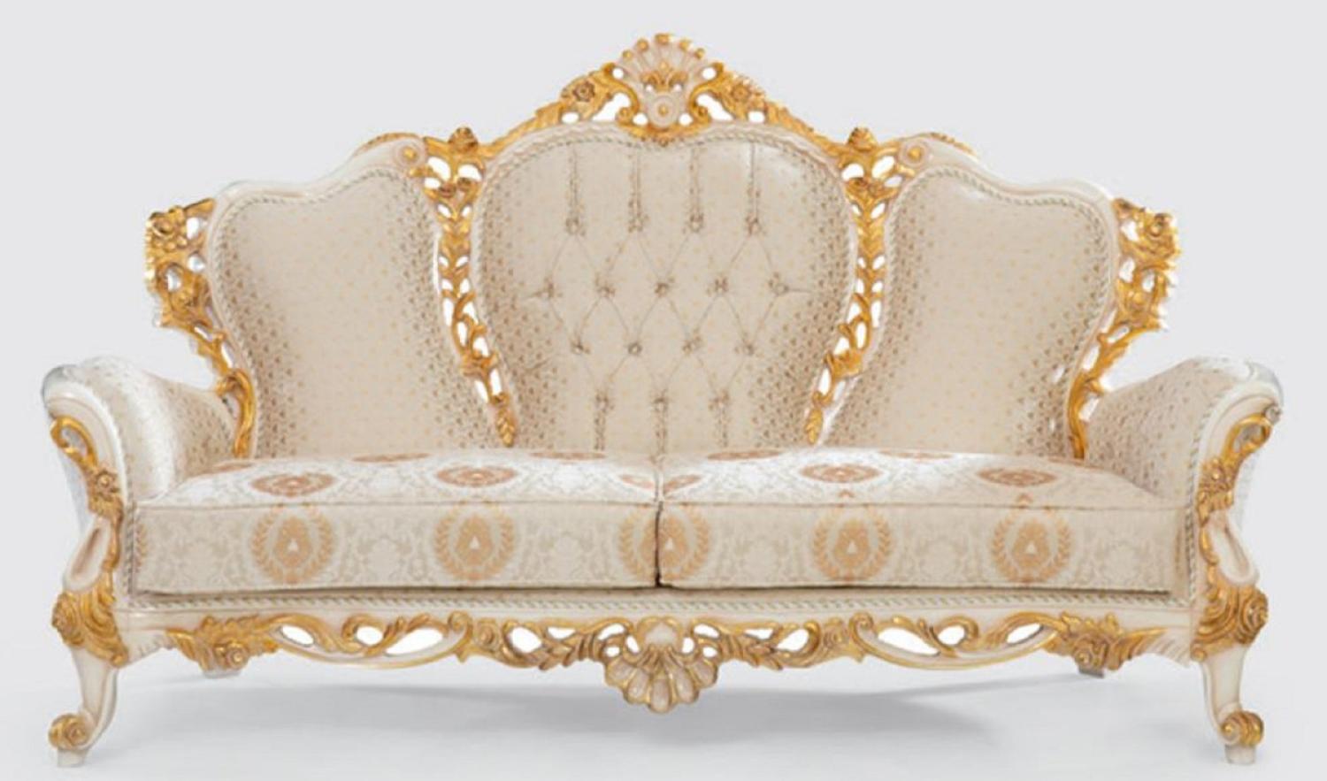 Casa Padrino Luxus Barock Sofa Creme / Weiß / Gold 230 x 95 x H. 130 cm Bild 1