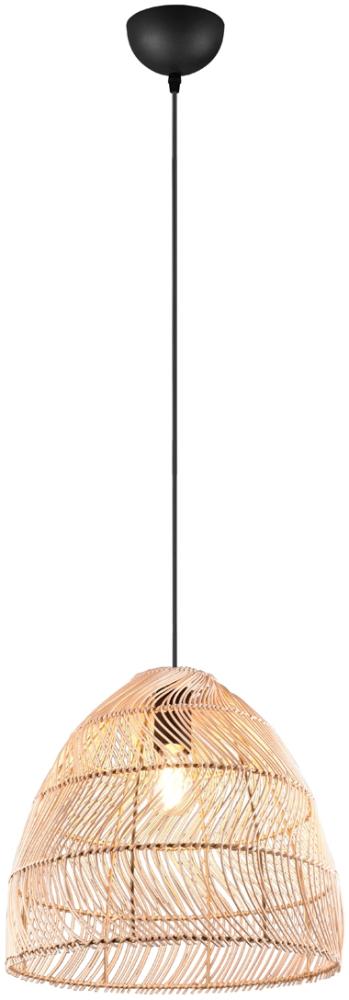 LED Pendelleuchte 1 flammig Lampenschirm Korbgeflecht aus Rattan Ø 35cm Bild 1