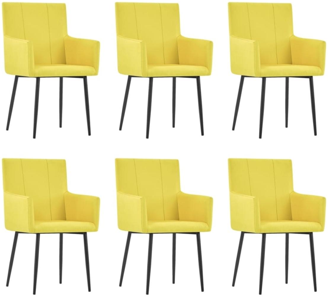 vidaXL Esszimmerstühle mit Armlehnen 6 Stk. Gelb Stoff [279707] Bild 1