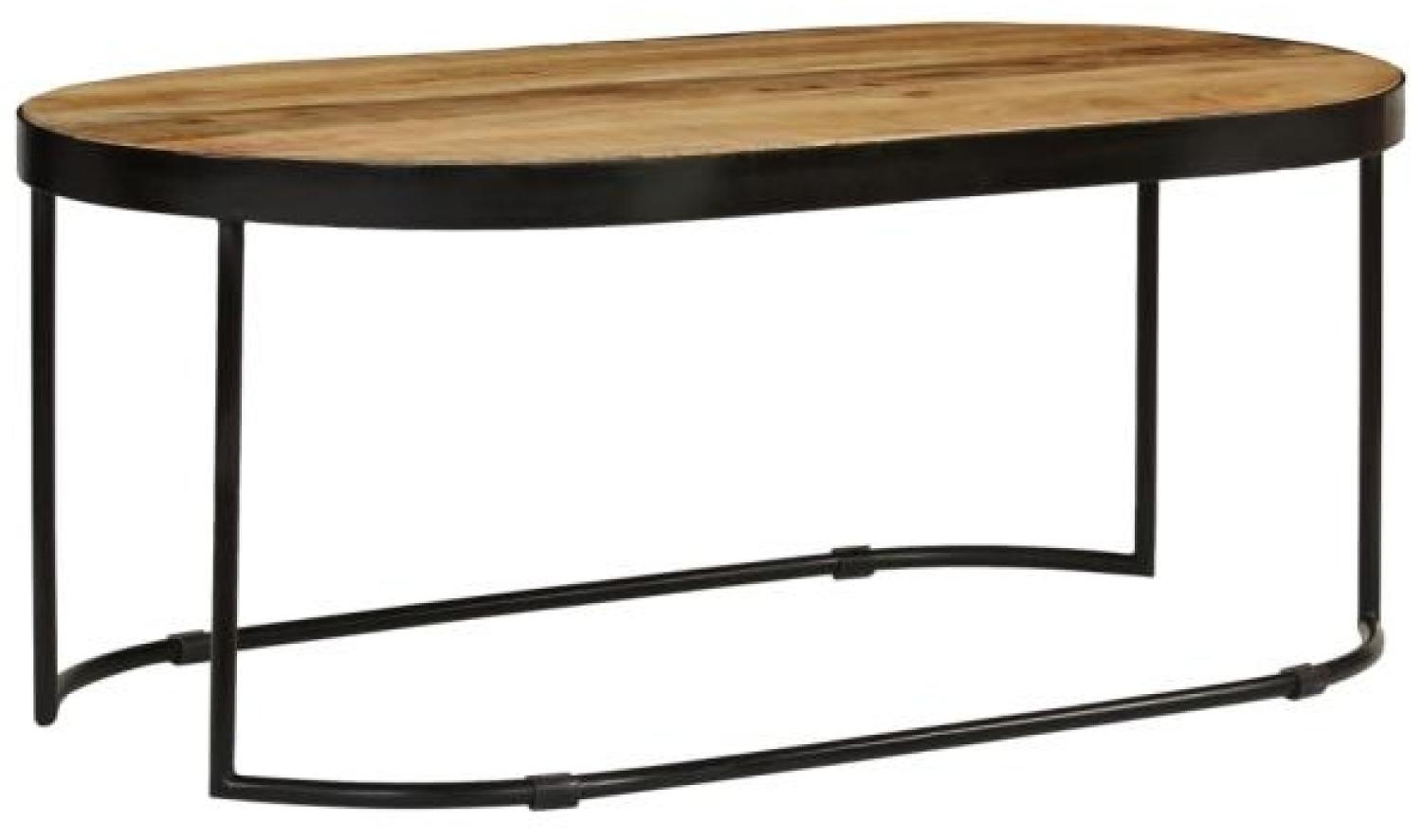 vidaXL Couchtisch Oval Raues Mango-Massivholz und Stahl 100 cm Bild 1