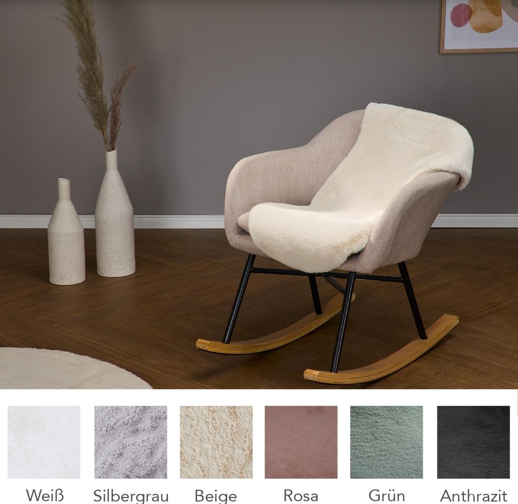 HOMESTORY Tierfellform aus Kunstfell, 55x80cm in beige, flauschig, super-Soft und vegan, weiche Stuhlauflage Teppich Sitzfell Sitzkissen Polyester, viele Farben Formen Bild 1