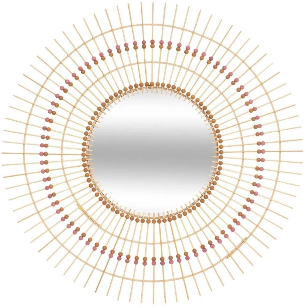 Dekospiegel Sonne FOLK, Ø 76,5 cm, im Bambusrahmen mit Perlen Bild 1