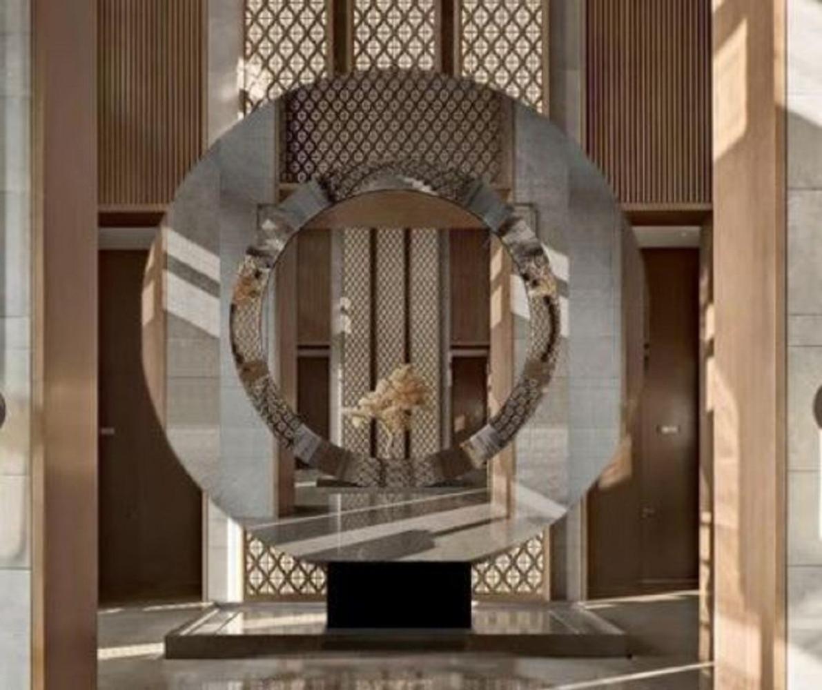 Casa Padrino Luxus Standspiegel Schwarz 250 x 19 x H. 268 cm - Riesiger Runder Spiegel - Hotel Spiegel - Luxus Kollektion Bild 1