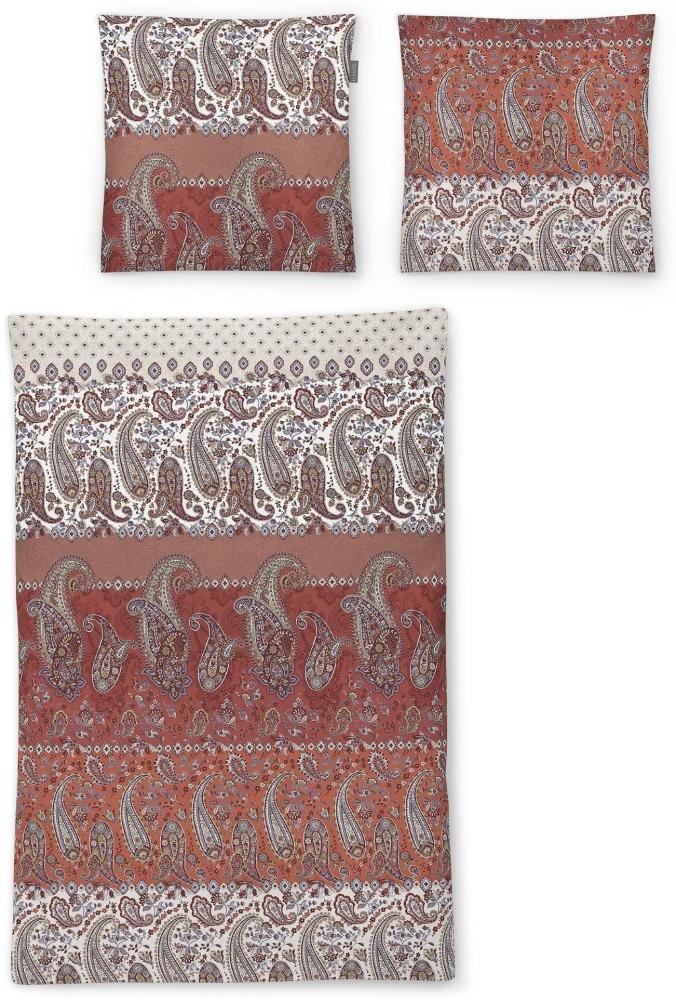 Irisette Sky Mako-Satin Bettwäsche 155x220 Paisley rot orange 8507-60 Bild 1