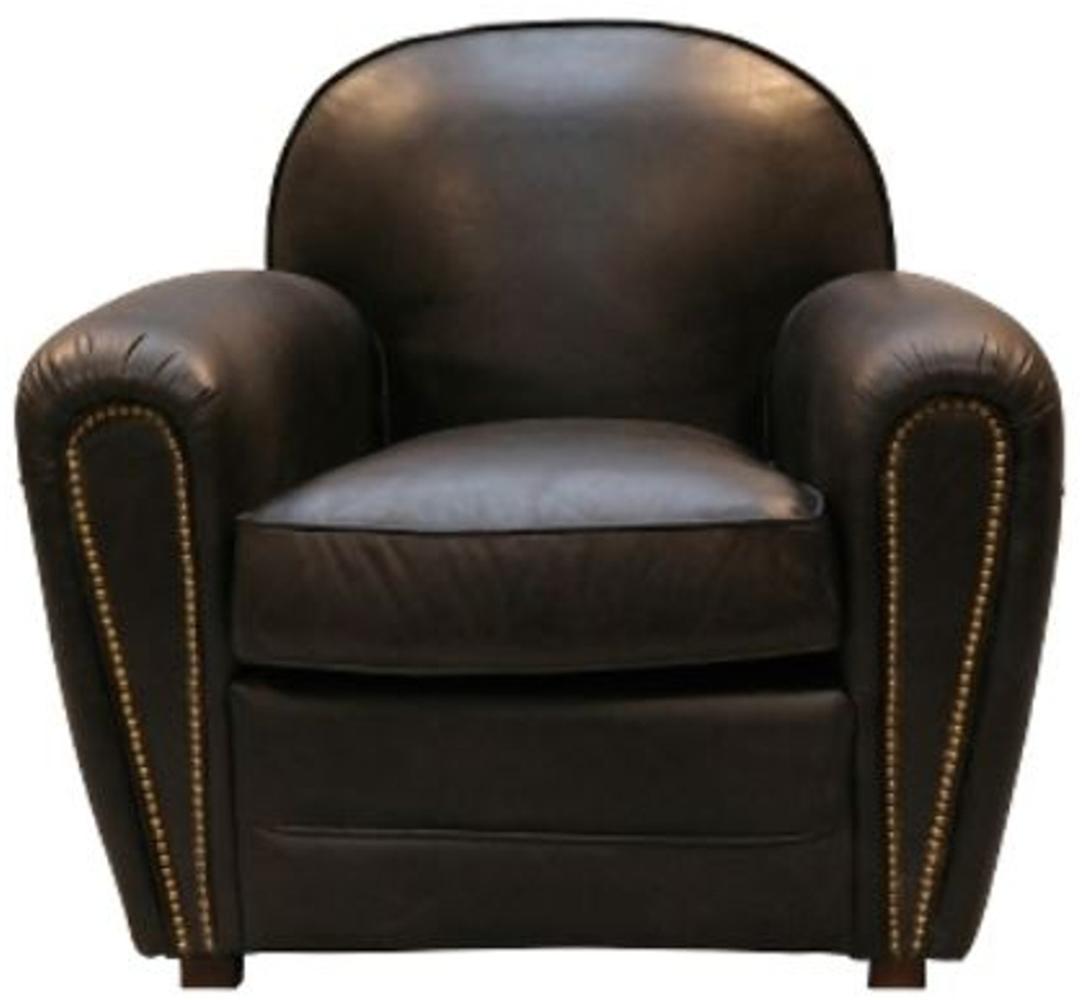 Casa Padrino Luxus Echtleder Sessel Schwarz 88 x 76 x H. 88 cm - Luxus Kollektion Bild 1