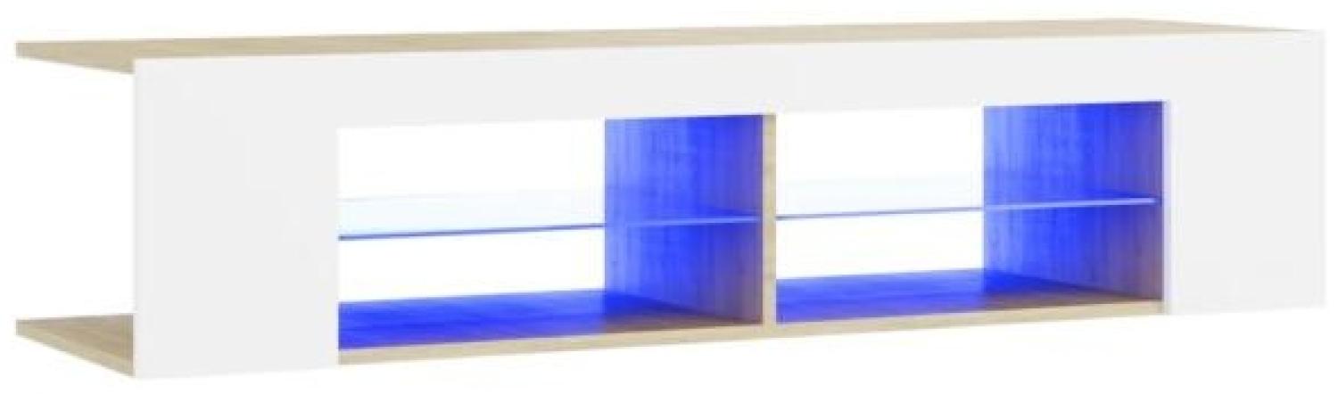 vidaXL TV-Schrank mit LED-Leuchten Weiß Sonoma-Eiche 135x39x30 cm Bild 1