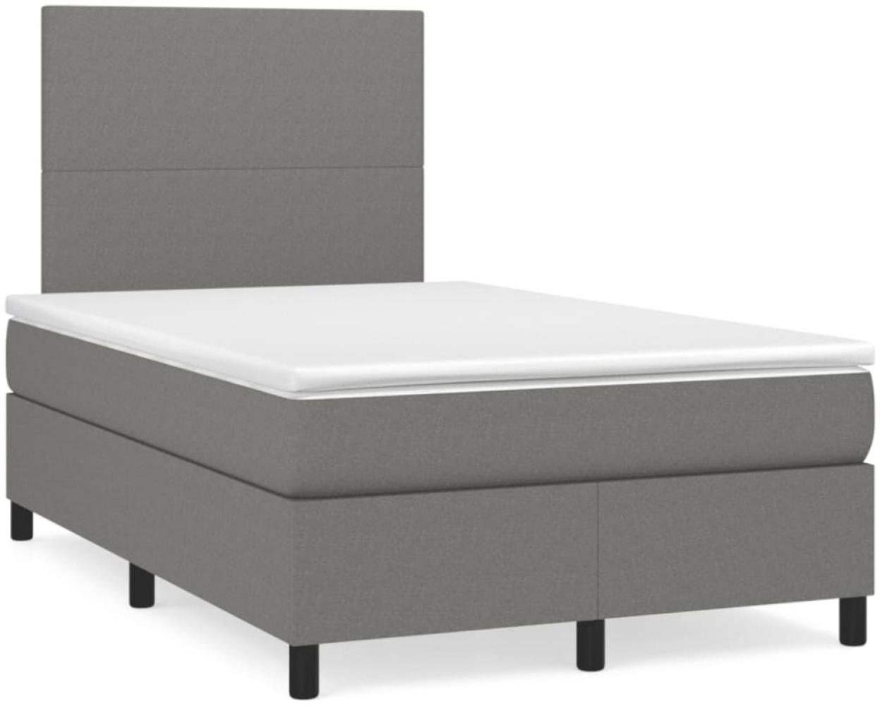 vidaXL Boxspringbett mit Matratze & LED Dunkelgrau 120x190 cm Stoff Bild 1