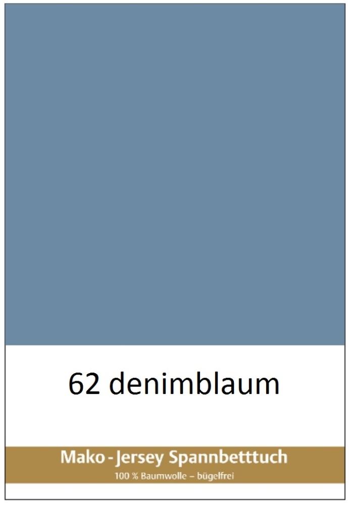 Janine Mako Jersey Spannbetttuch Bettlaken 180 - 200 x 200 cm OVP 5007 62 denimblau Bild 1