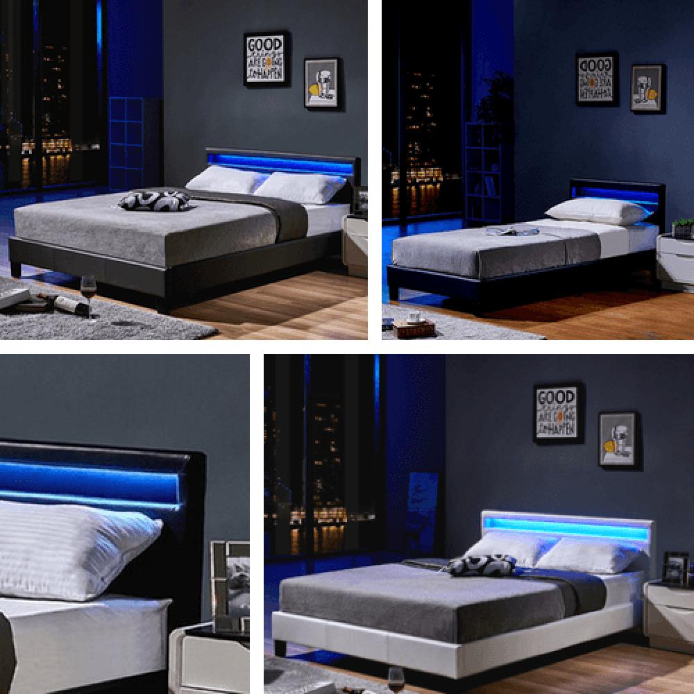 HOME DELUXE LED Bett ASTRO mit Matratze - Farbe: dunkelgrau, Größe: 140 x 200 cm, Ausführung: mit Matratze Bild 1