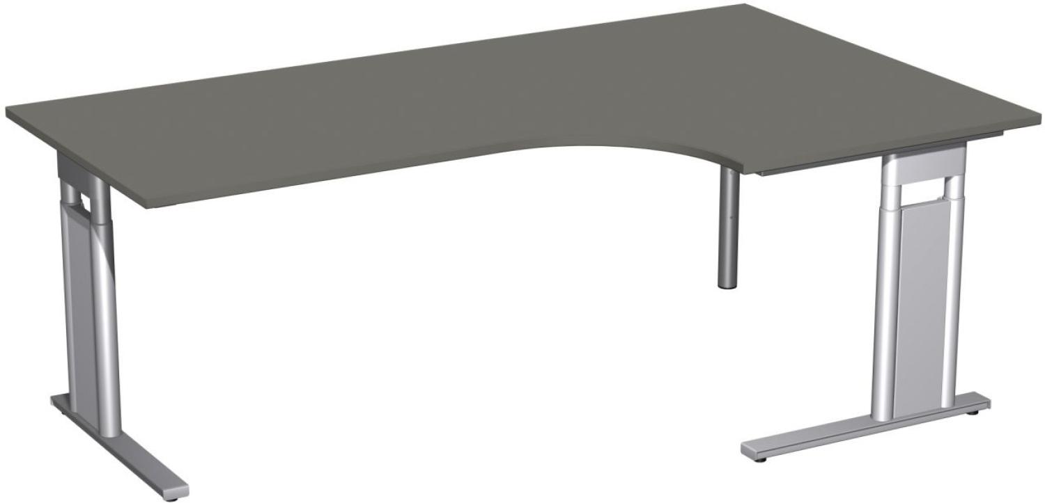 PC-Schreibtisch 'C Fuß Pro' rechts, höhenverstellbar, 200x120cm, Graphit / Silber Bild 1